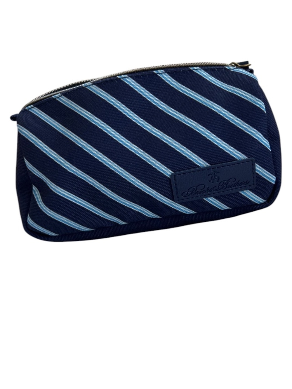 Brooks Brothers United NEW blue tie mens shirt stripe zip cosmetic bag pouch